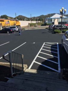 Springfield, Oregon newly paved asphalt parking lot.